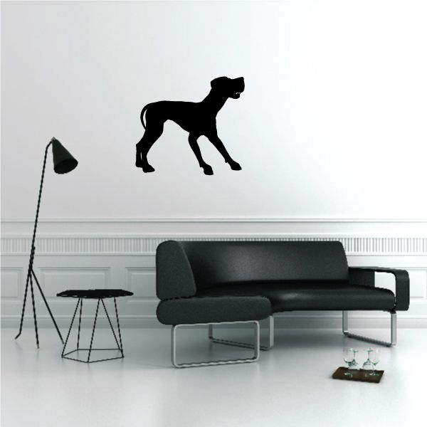 Great Dane dog decal with black silhouette