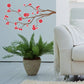 Easter tree branch wall decal with red blossoms and white eggs