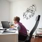 Tree frog on fruit wall decal, black line art sticker