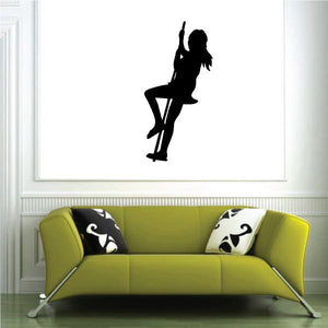 Tree swing wall decal with black silhouette of person on swing
