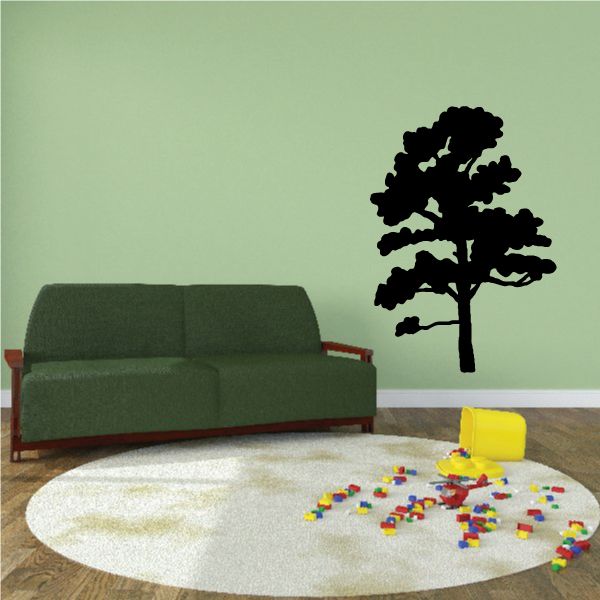 Tree wall vinyl decal featuring a black silhouette with spreading branches