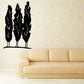 Black tree wall decal silhouette with three tall trunks and leafy tops.