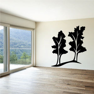 Tree silhouette wall decal in black vinyl, branching branches and leaves