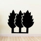 Three black tree silhouettes vinyl wall decals, three trees with pointed leaves