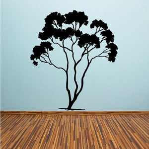 Black tree wall vinyl decal with detailed branches and trunk silhouette