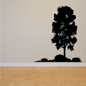 Black tree wall decal vinyl sticker, detailed leafy silhouette and trunk