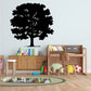 Black tree wall decal silhouette with leafy branches