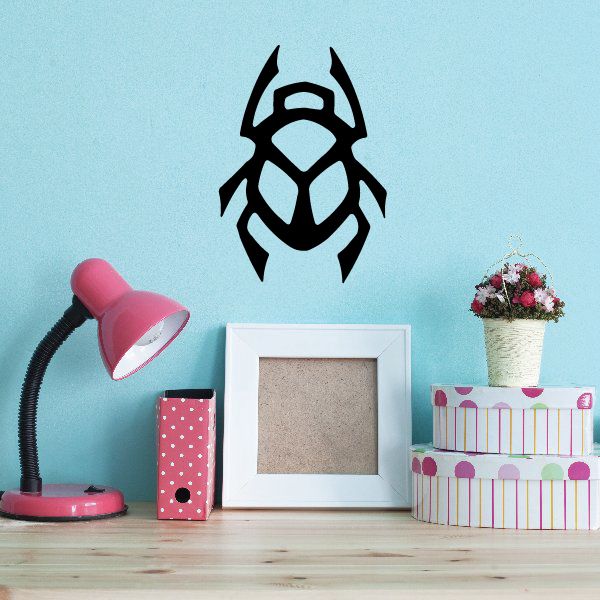 Triangular beetle wall decal, black geometric insect outline