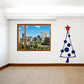 Triangle Christmas tree wall decal with star and dot accents