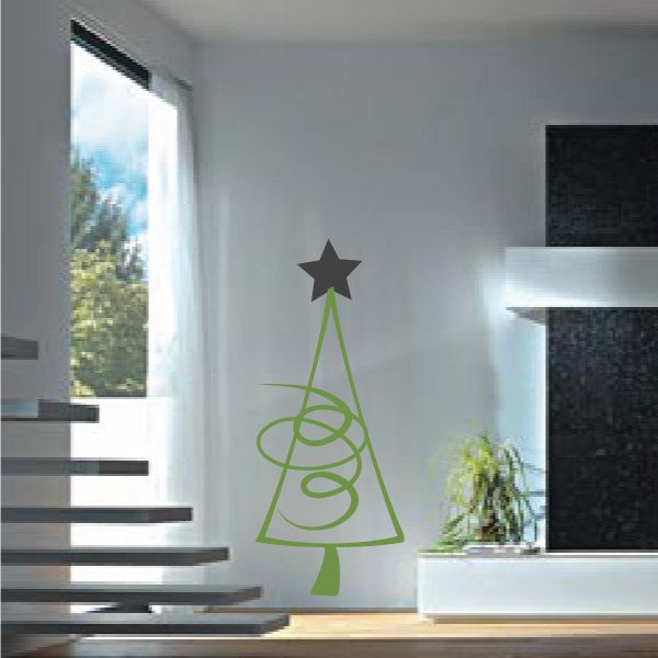 Triangle Christmas Tree with Spiral and Star Printed Decal