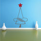 Triangle Christmas tree wall decal with red star top and spiral line design