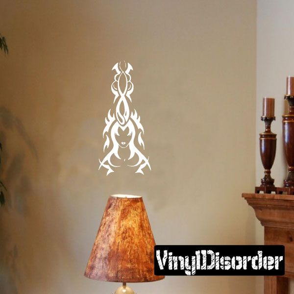 Tribal dancer decal with white ornate silhouette on a wall