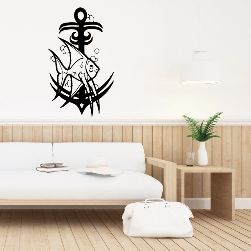 Image of Tribal Anchor and Angel Fish Decal