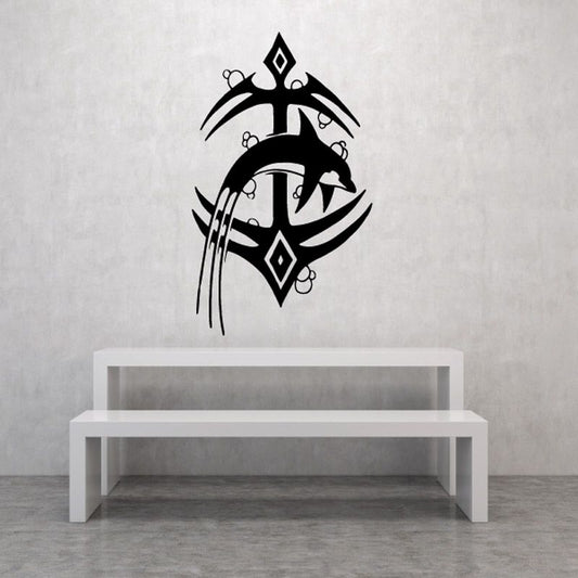 Image of Tribal Anchor and Dolphin Decal