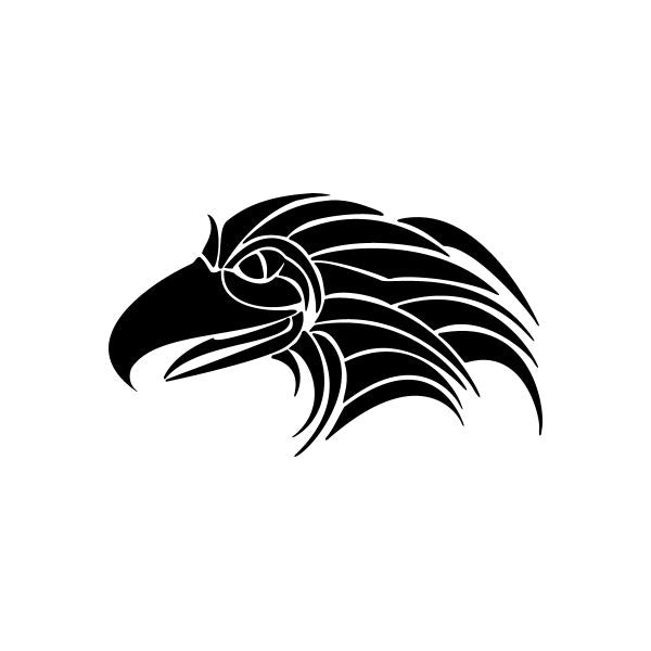 Tribal bird car vinyl decal sticker, black bird with white linework