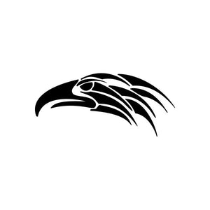Tribal bird vinyl car decal with black and white pinstripe line details