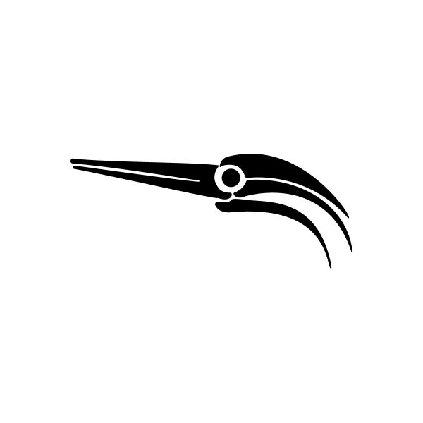 Tribal bird vinyl decal sticker with black silhouette and white pinstripe lines
