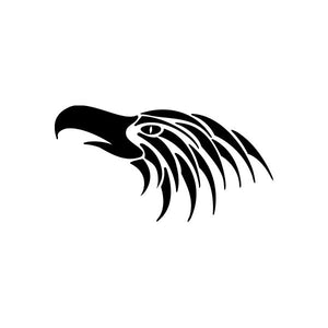 Tribal bird vinyl decal sticker with black outline and striped wing design