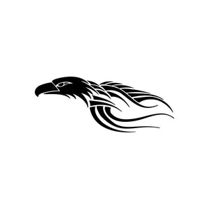 Tribal bird car vinyl decal sticker in black with pinstripe lines
