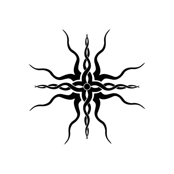 Tribal bird vinyl decal sticker with symmetric black line and flame-style accents