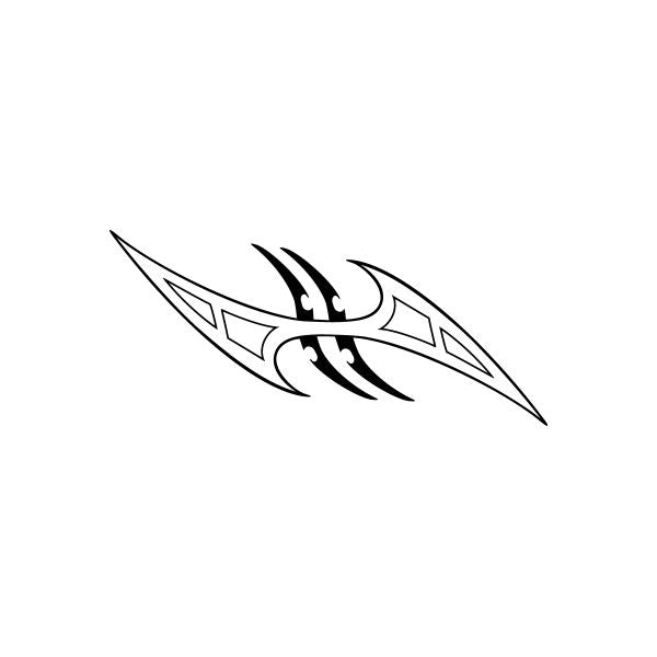 Tribal bird car vinyl decal sticker, black linework with flame-like wings