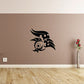 Tribal bird wall decal with black tribal bird head design and swirling accents