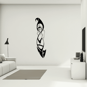 Tribal blindfolded woman decal with black stylized face and blindfold