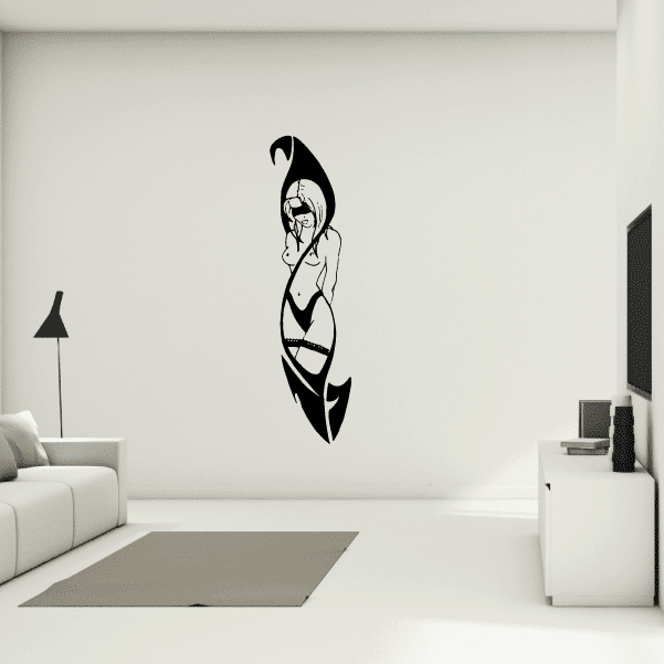 Tribal blindfolded woman decal with black stylized face and blindfold