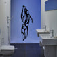 Tribal blue whale wall decal with bold black tribal pattern