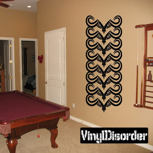Tribal wall decal in black with interlaced swirl pattern, vinyl sticker