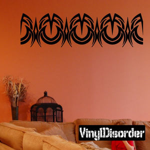 Tribal flame wall decal sticker with black and orange swirl lettering