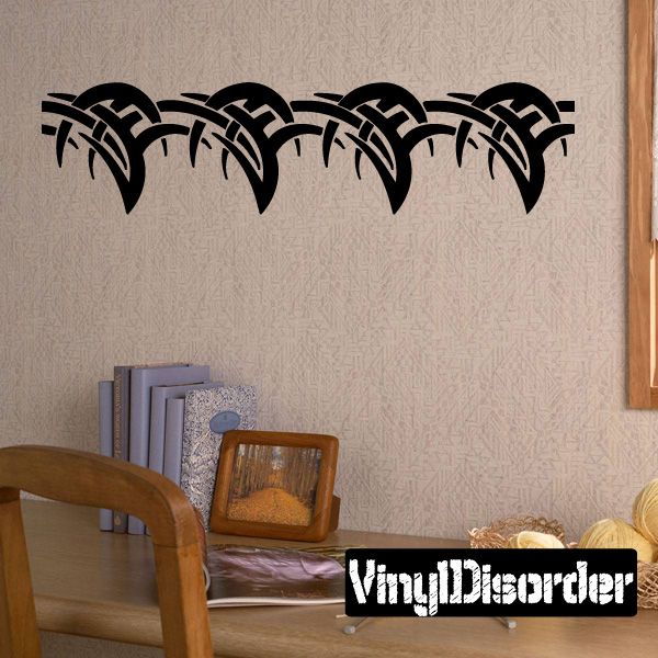 Tribal bracelet wall decal with repeating black interlocking arched bands