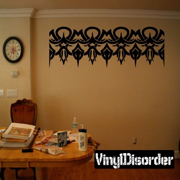 Tribal vinyl wall decal border strip with black ornamental repeating pattern