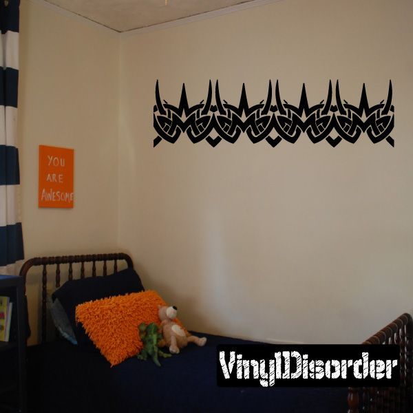 Tribal bracelet wall decal, black zigzag border pattern vinyl sticker