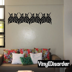 Tribal wall decal vinyl sticker, black interlocking flame-like pattern