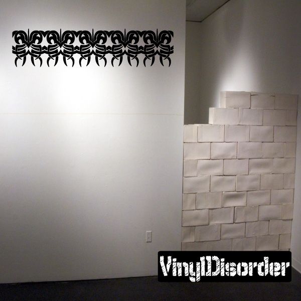 Tribal bracelet wall decal, black repeating border with ornate loop motifs