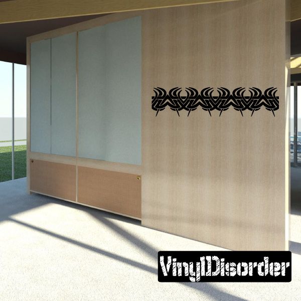 Tribal band wall decal with black ornamental pattern strip, vinyl sticker for walls or cars