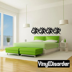 Tribal ornamental wall decal, black scroll border vinyl sticker strip