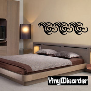 Tribal swirl vinyl wall decal with ornamental band design for home or car