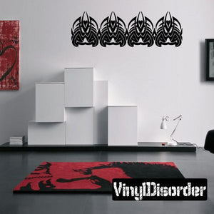 Black tribal vinyl wall decal with repeating emblem row