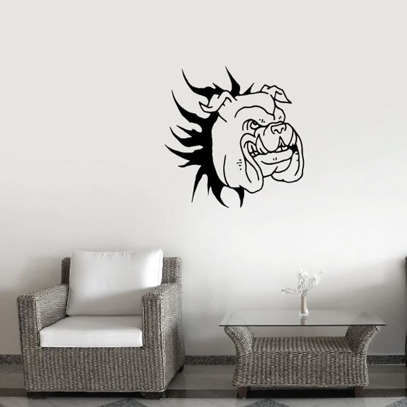 Tribal bulldog head decal with black tribal outline and snarling face design