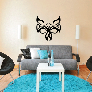 Tribal cat mask decal with bold black mask design and ornate tribal lines