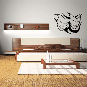 Tribal comedy and tragedy masks decal with two black face masks