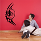 Tribal crescent moon wall decal with black stylized character faces