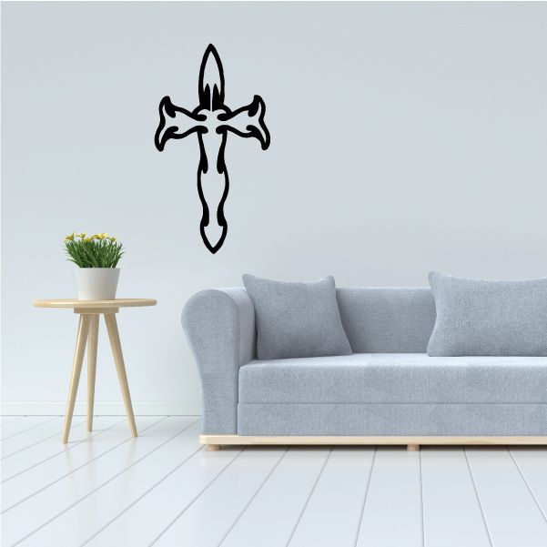 Image of Tribal Cross Outline Decal