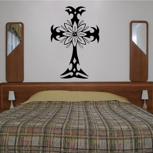 Image of Tribal Cross with Flower Decal