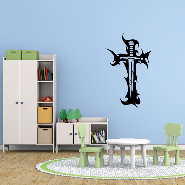 Image of Tribal Cross with Sword Decal