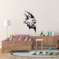 Tribal dolphin wall decal, black stylized dolphin silhouette