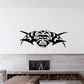 Tribal demon moon wall decal, black and white stylized demon face