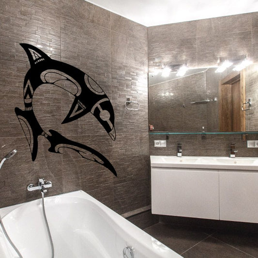 Image of Tribal Diving Orca Whale Decal